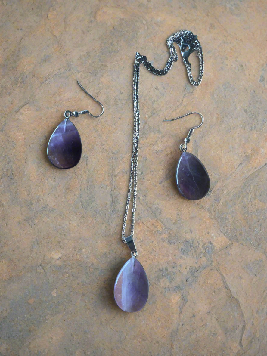 Amethyst Necklace and Earrings Set - Beauty by Dani