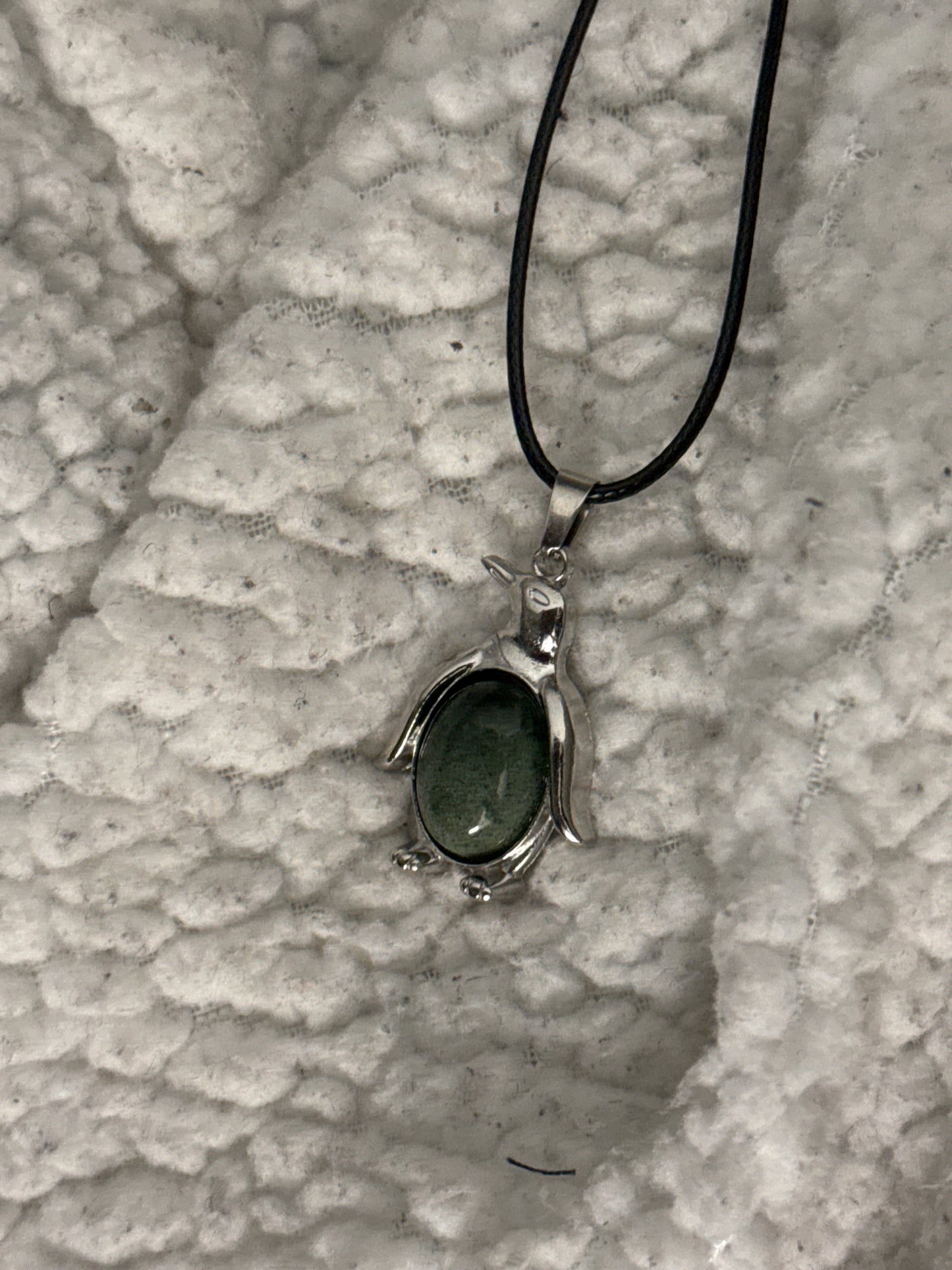 Penguin Gemstone Necklace in Stainless Steel