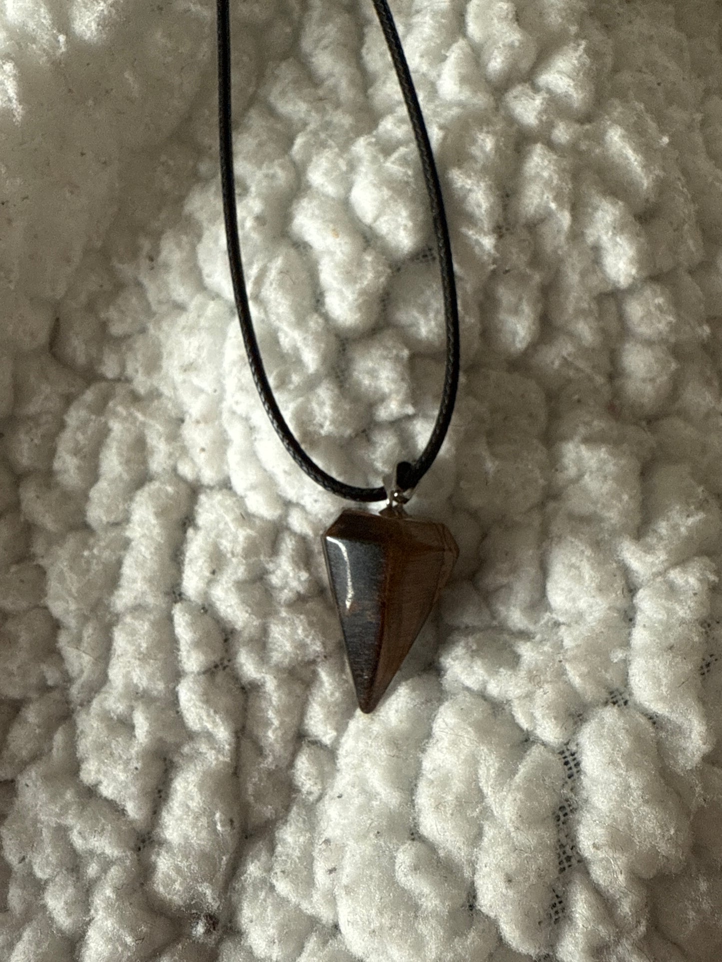 Hexagonal Gem Point Necklace with Leather Cord