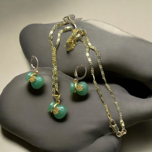 Jade Earrings and Necklace Set