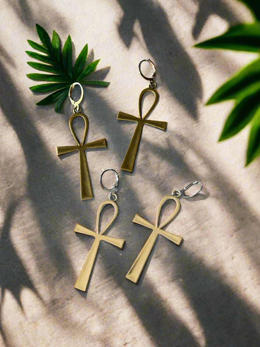 Ankh Stainless Steel Earrings