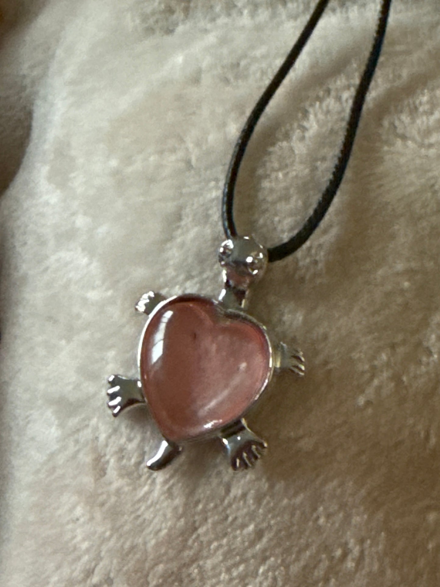 Turtle Gem Necklace - Stainless Steel with Leather Cord