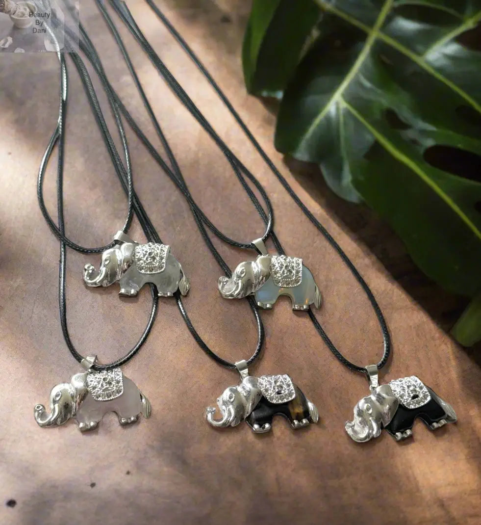 Elephant Gemstone Necklace Beauty by Dani