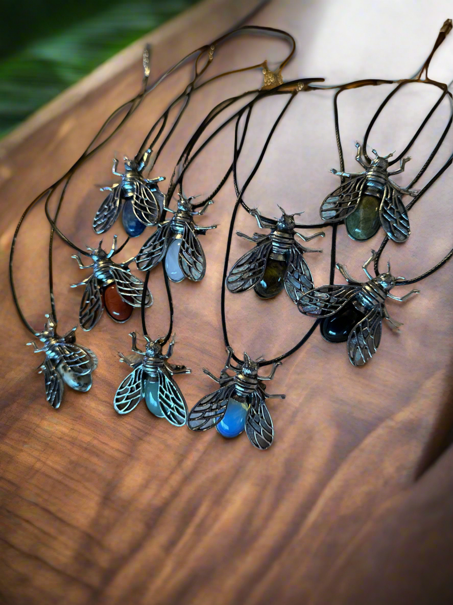 Bumble Bee Gem Necklace - Stainless Steel Charm