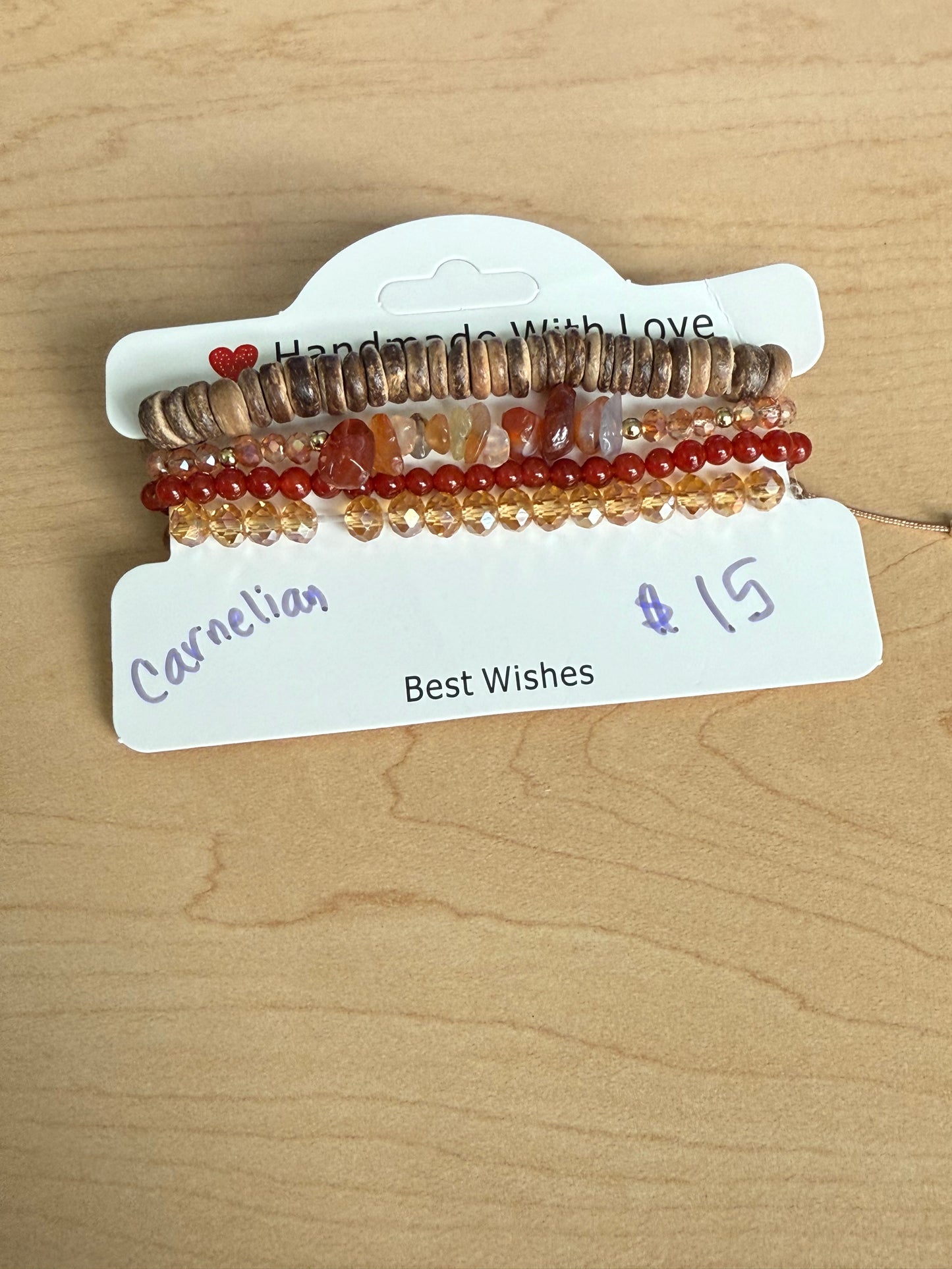 Gemstone and Cloth Adjustable Bracelet Set