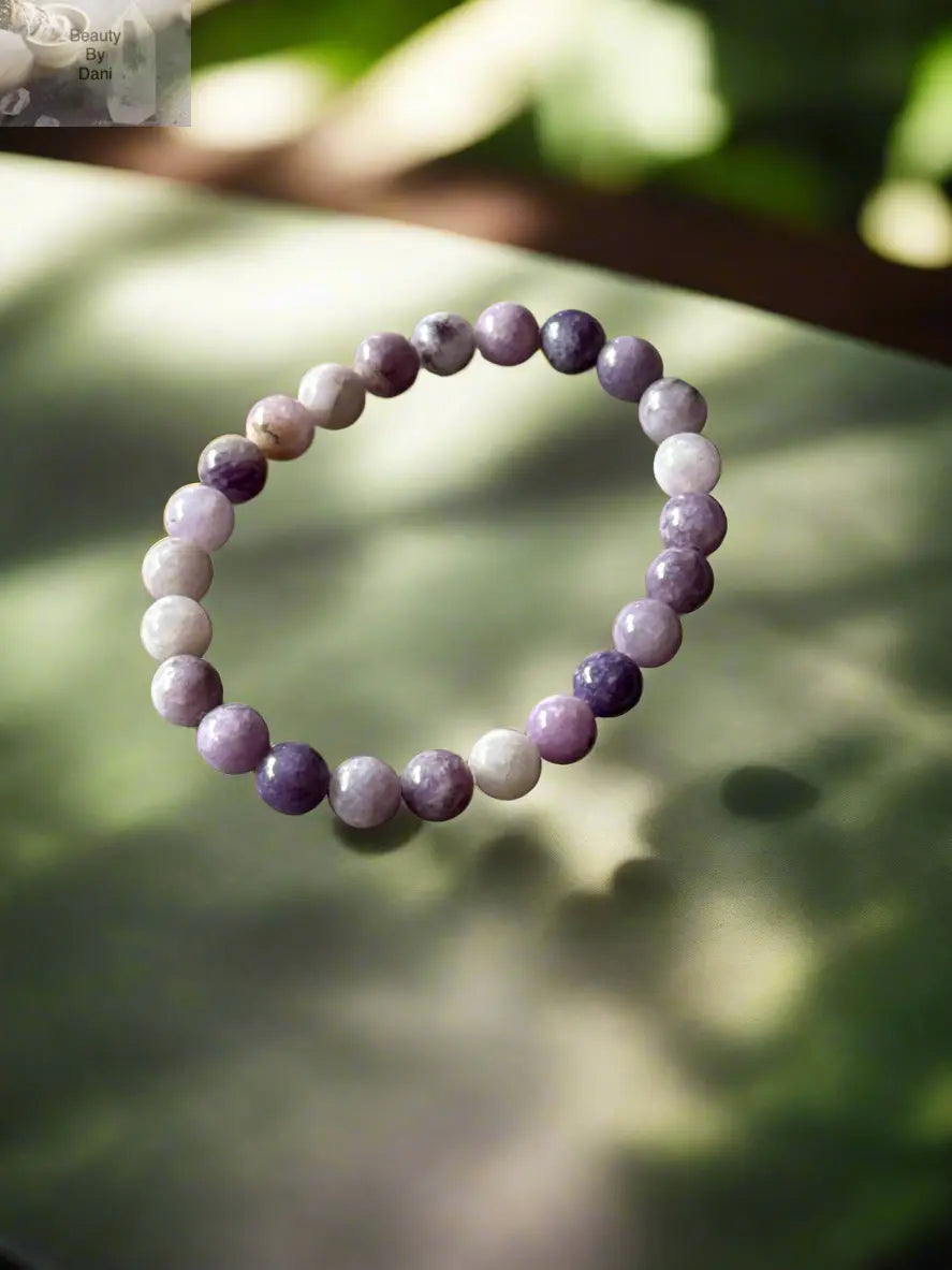 Lepidolite Bracelet - 8mm Bead Healing Jewelry Beauty by Dani