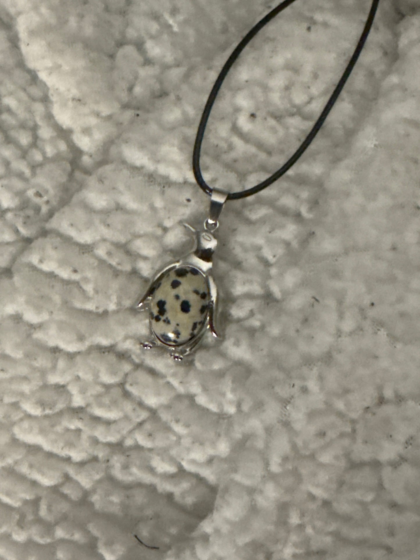 Penguin Gemstone Necklace in Stainless Steel