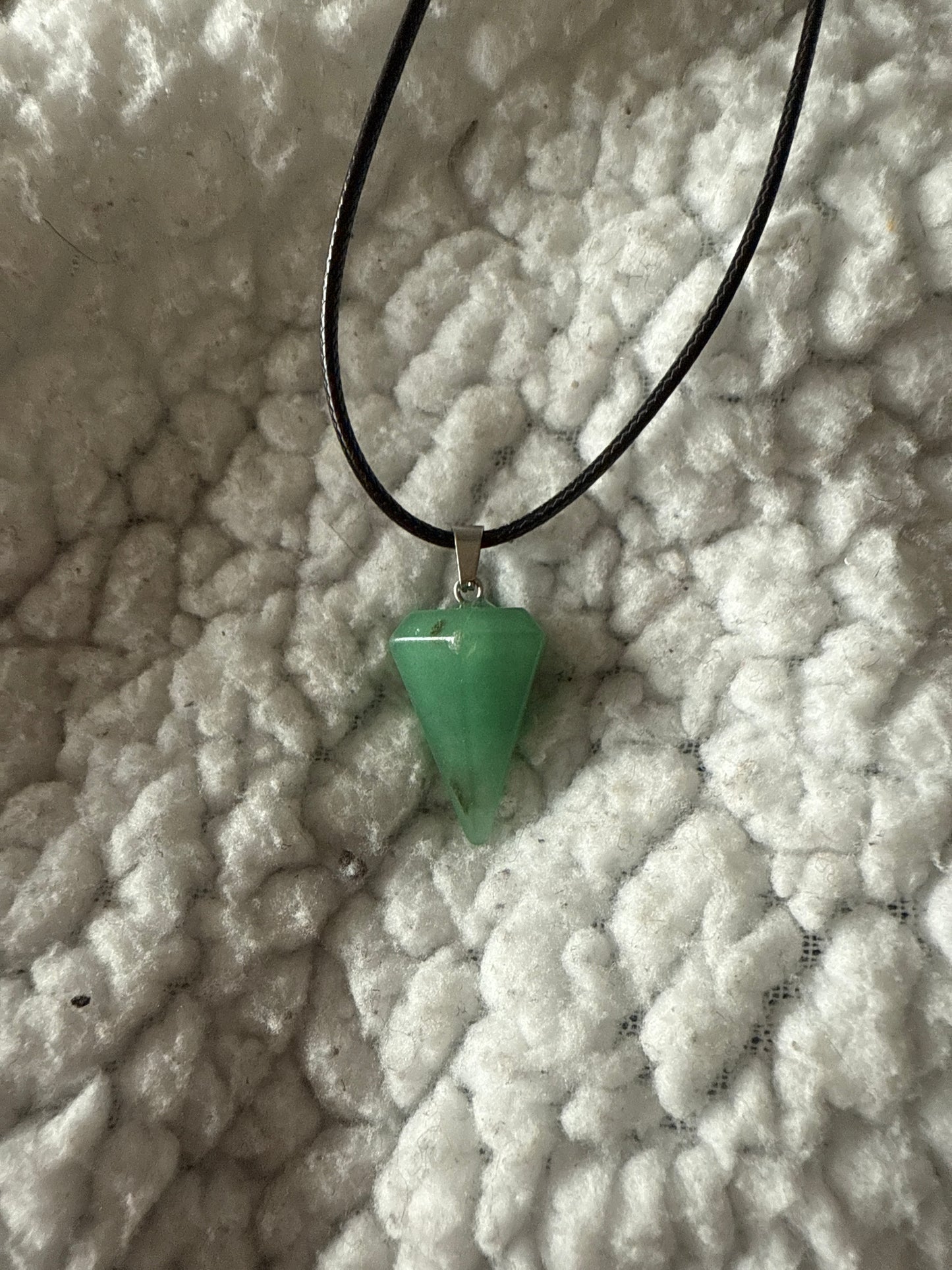 Hexagonal Gem Point Necklace with Leather Cord