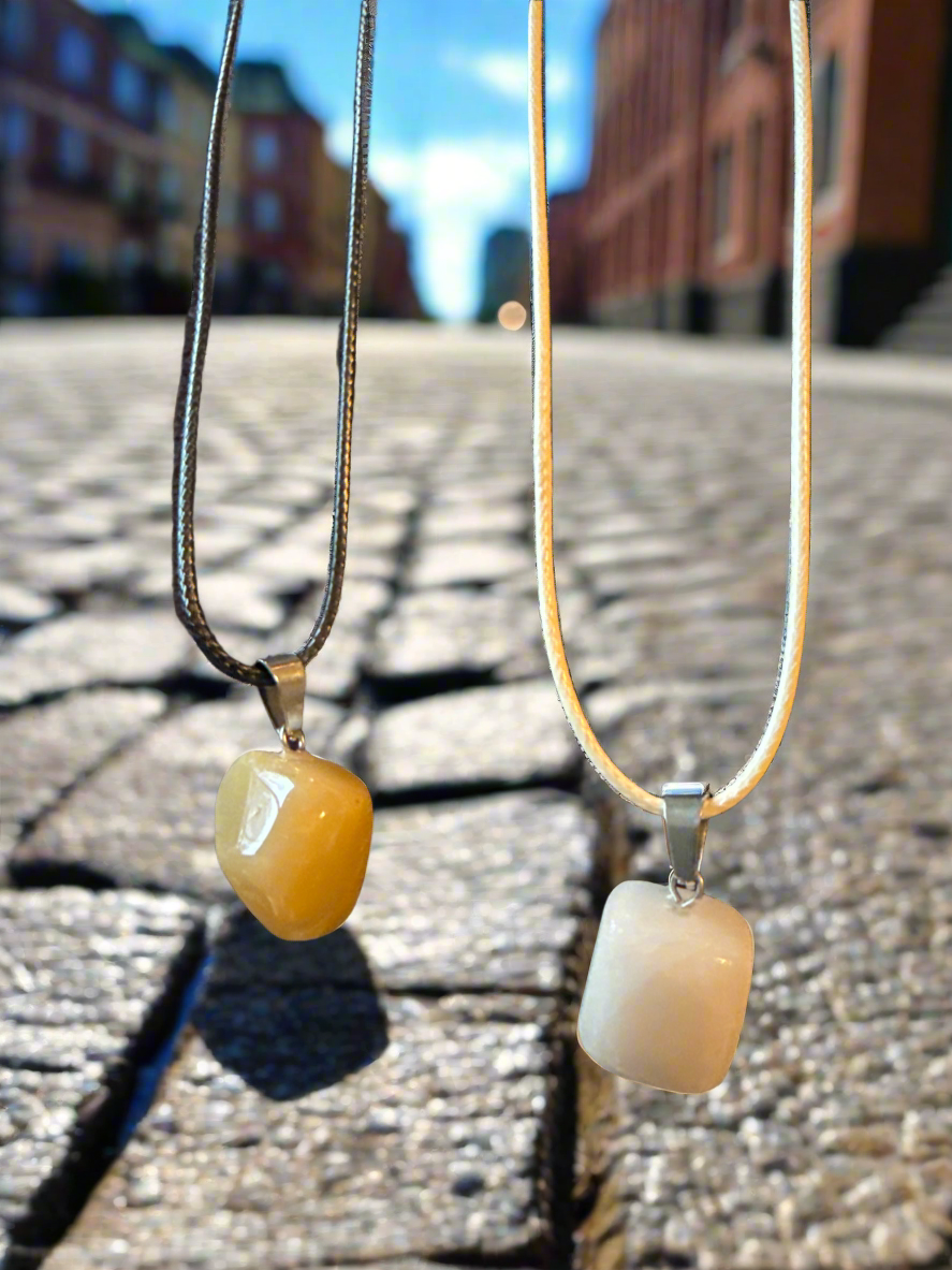 Natural Calcite Necklace - 18 Inch Leather Cord