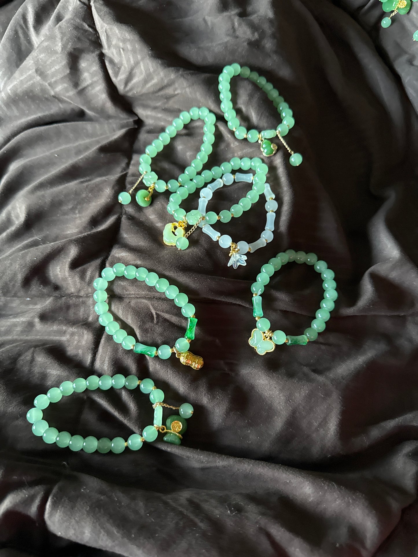 Jade Charm Bracelets with 8mm Beads