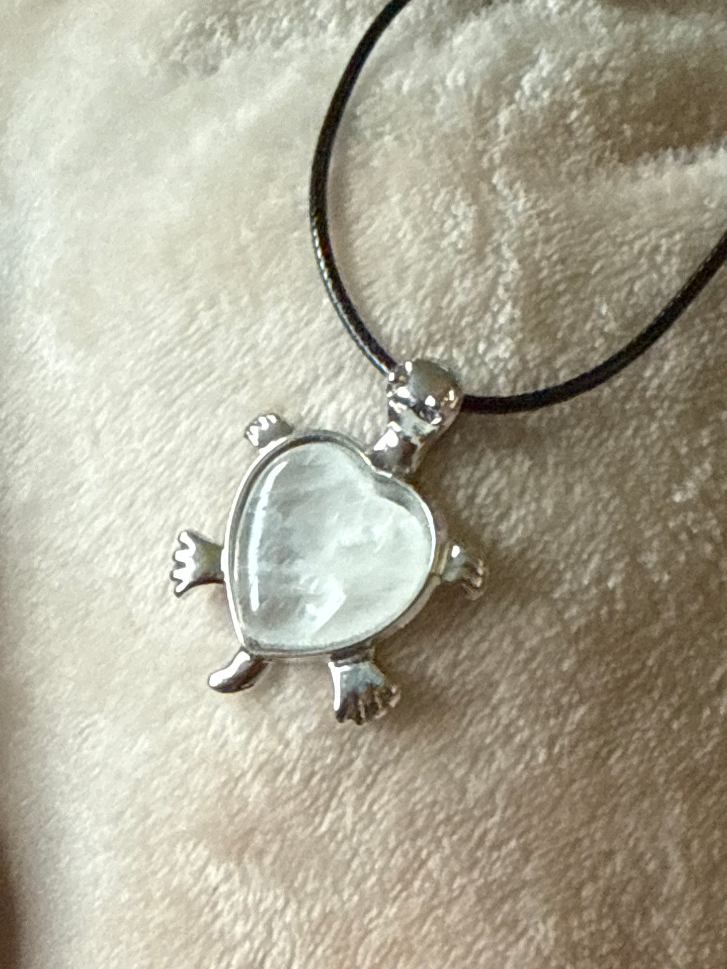 Turtle Gem Necklace - Stainless Steel with Leather Cord