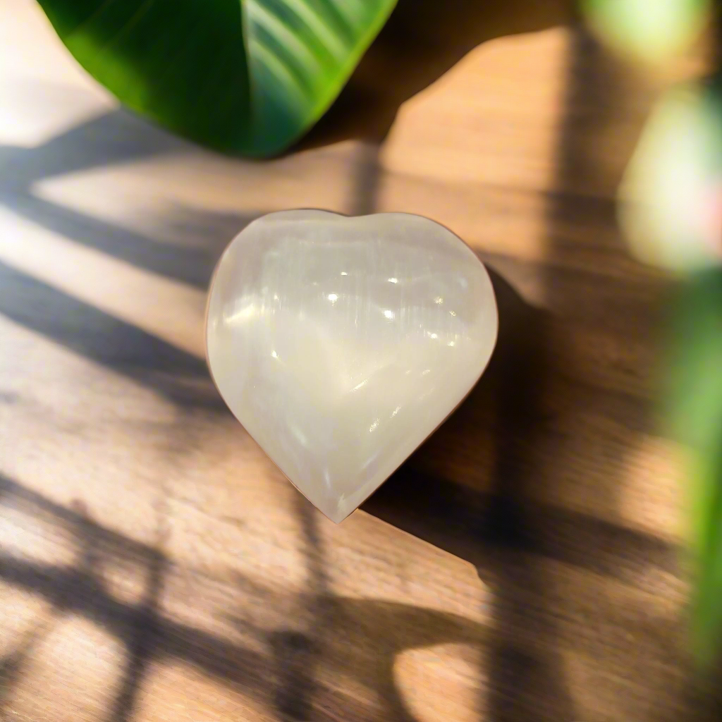 Medium Selenite (Satin spar) Heart