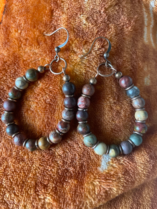 Jasper Earrings with copper wire