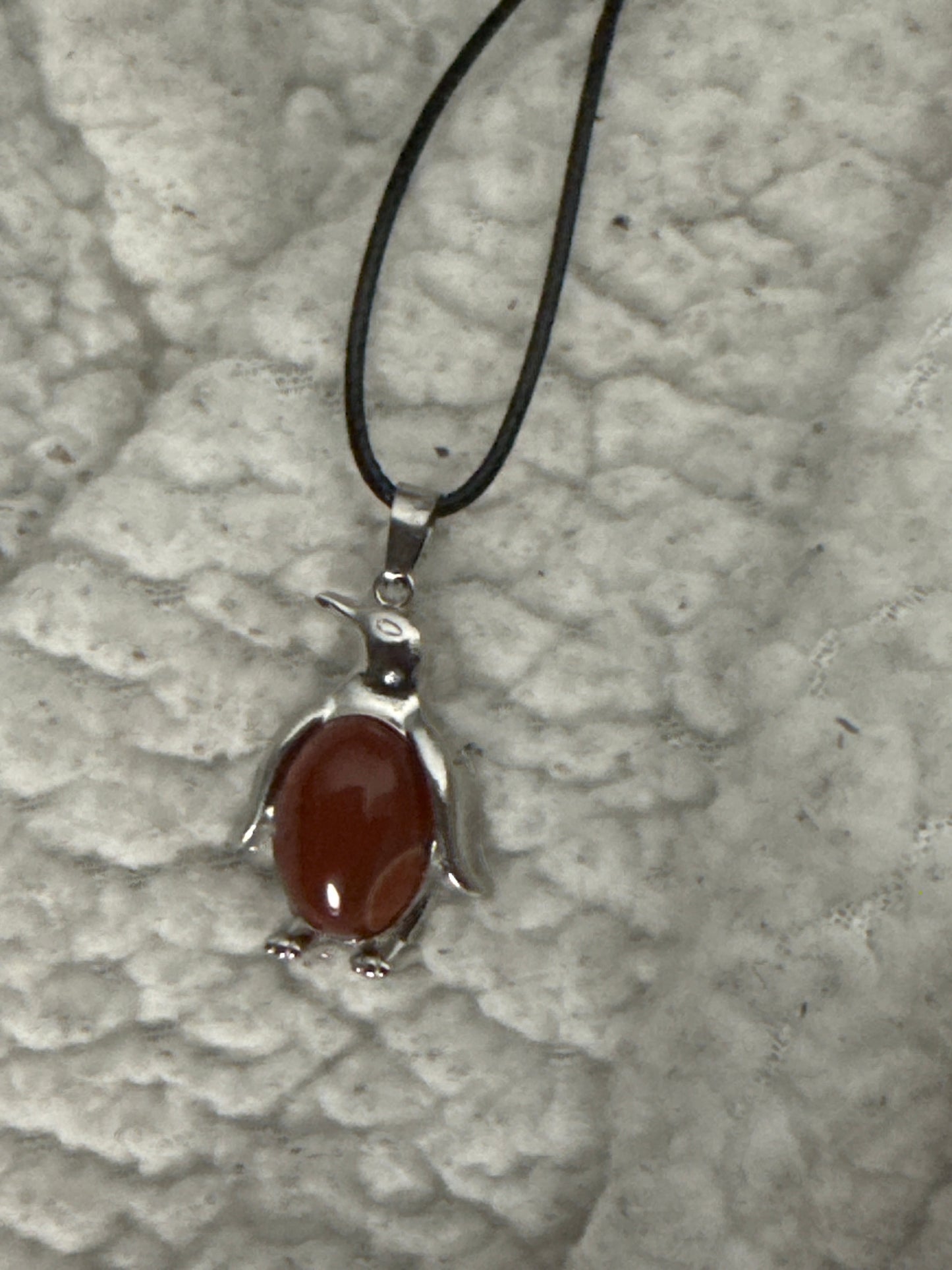 Penguin Gemstone Necklace in Stainless Steel