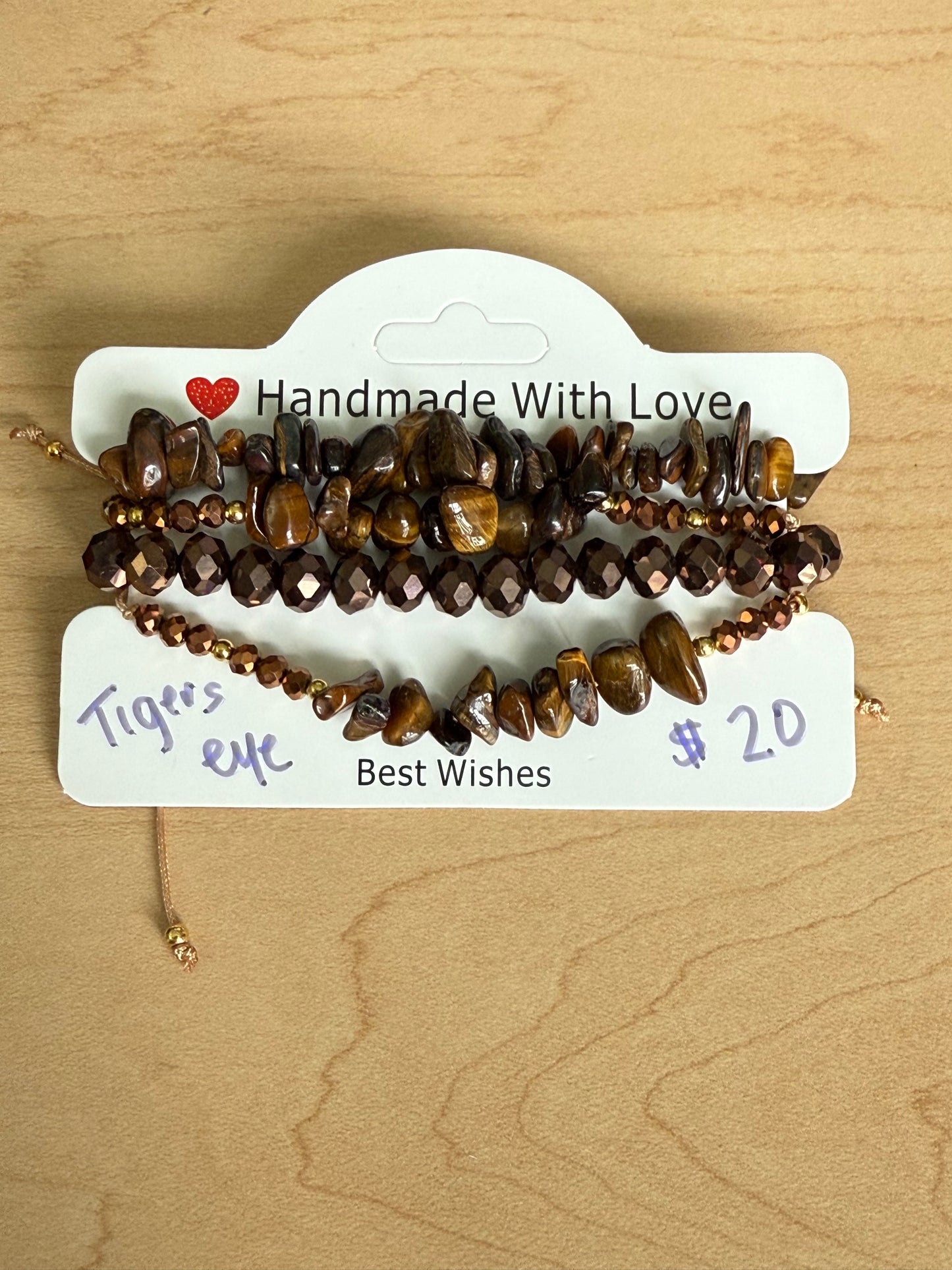 Gemstone and Cloth Adjustable Bracelet Set