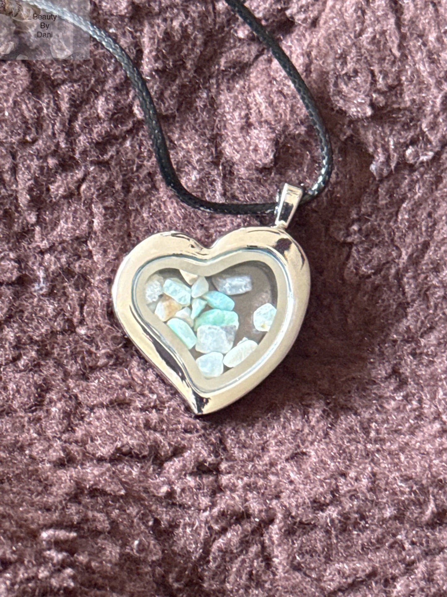 Glass Heart Gem Necklace Beauty by Dani