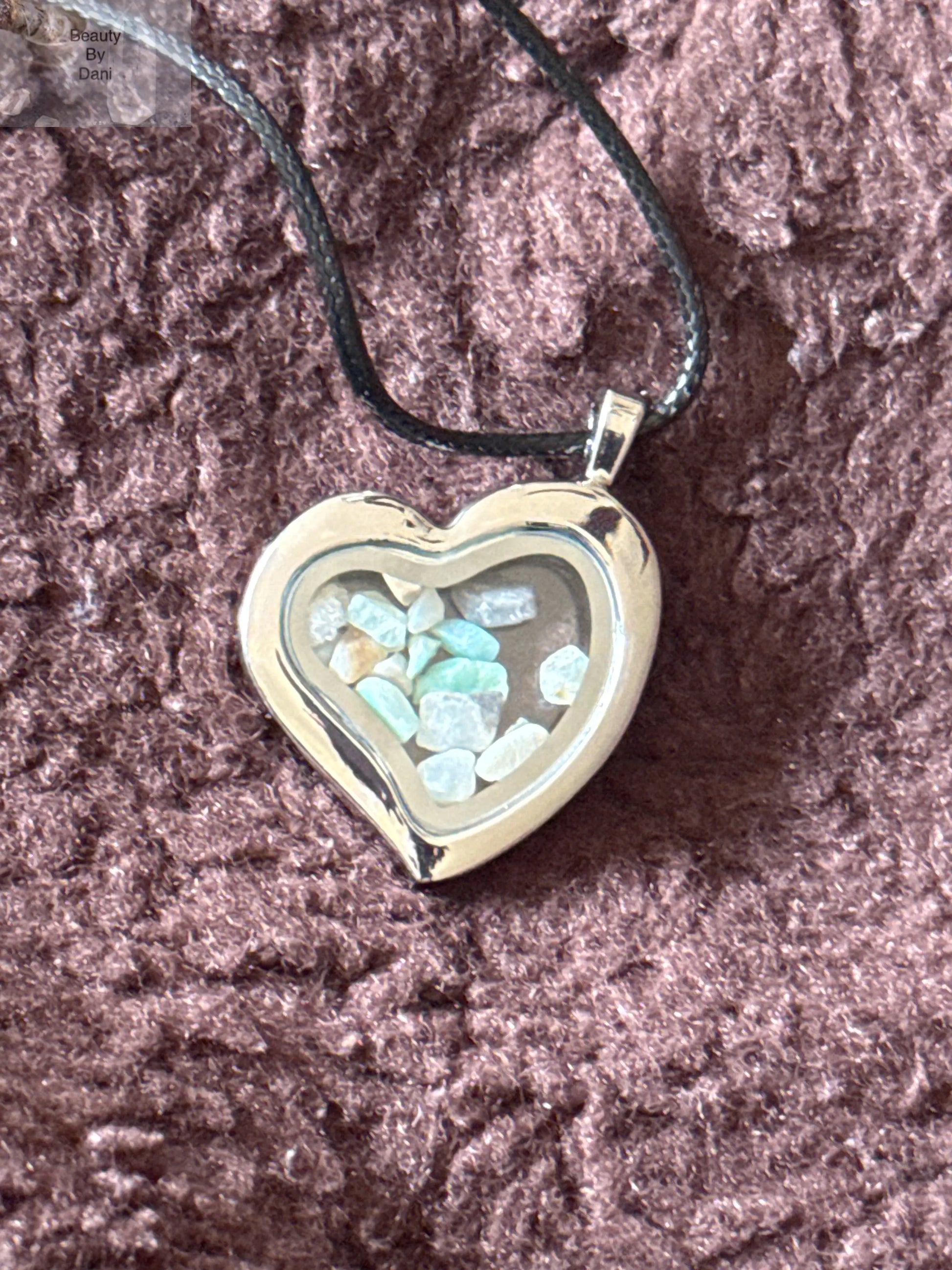 Glass Heart Gem Necklace Beauty by Dani