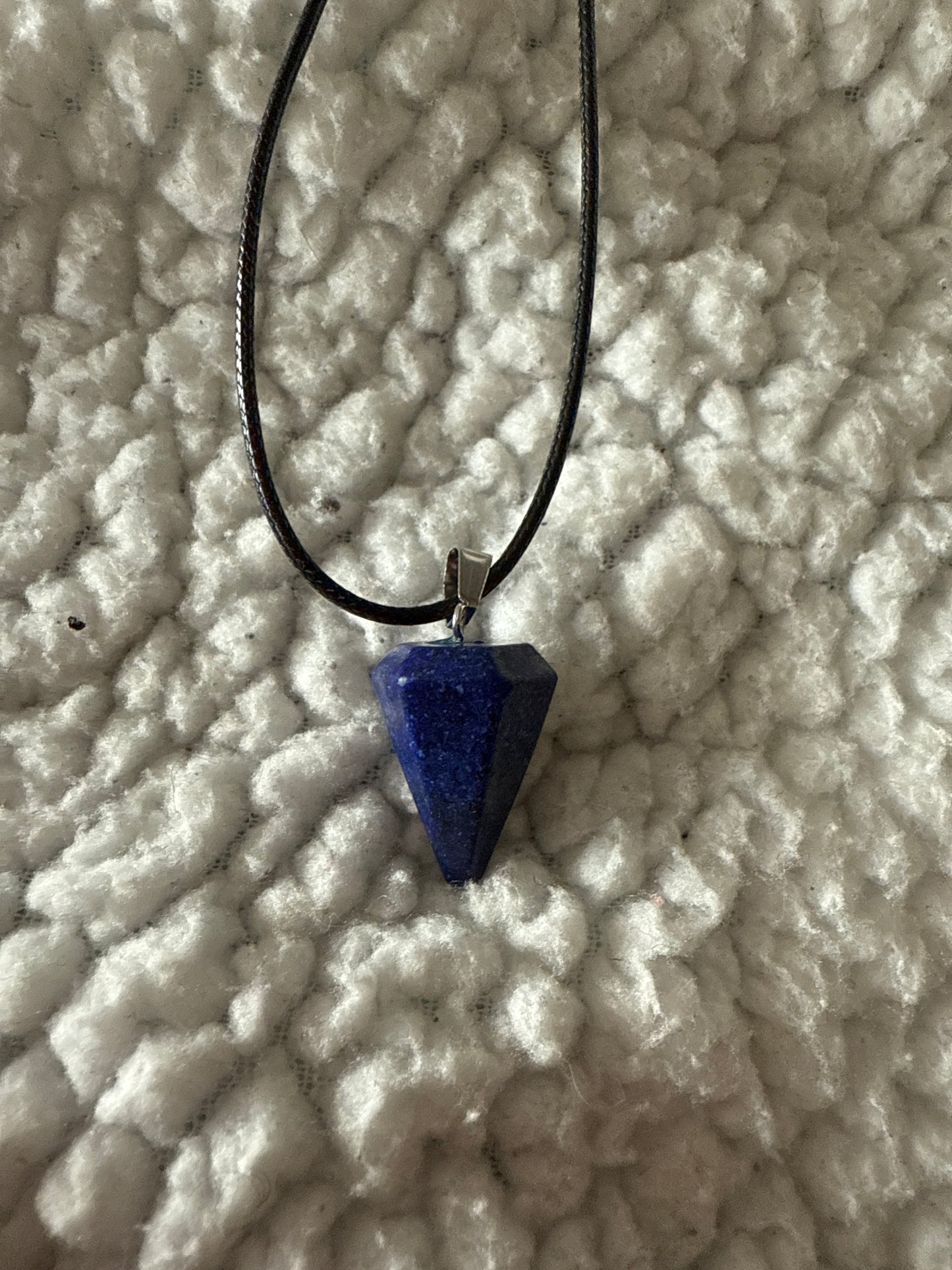 Hexagonal Gem Point Necklace with Leather Cord