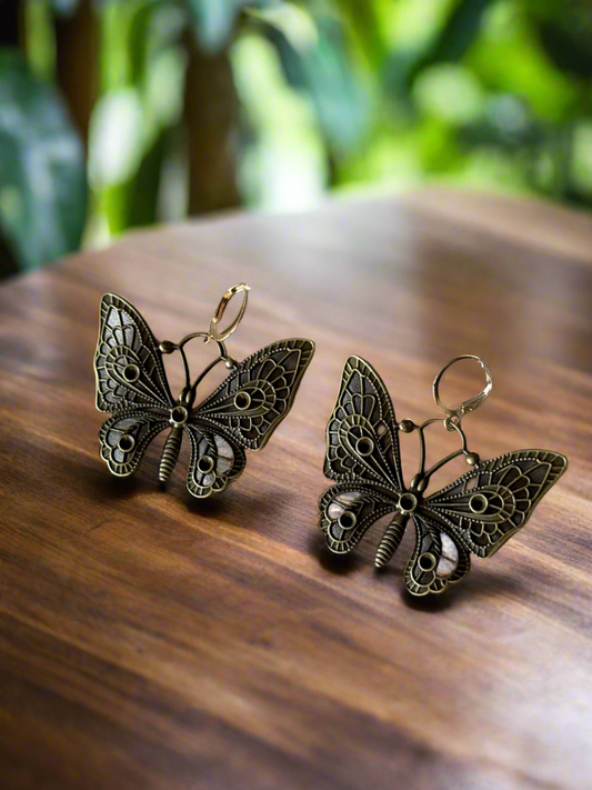 Butterfly Antique Gold Earrings