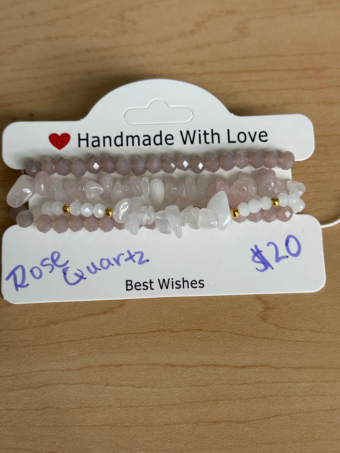 Gemstone and Cloth Adjustable Bracelet Set