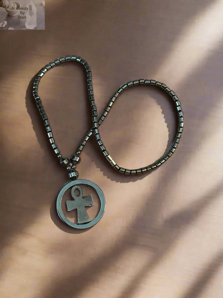 Hematite Ankh Necklace for Confidence and Stability Beauty by Dani Gems and More