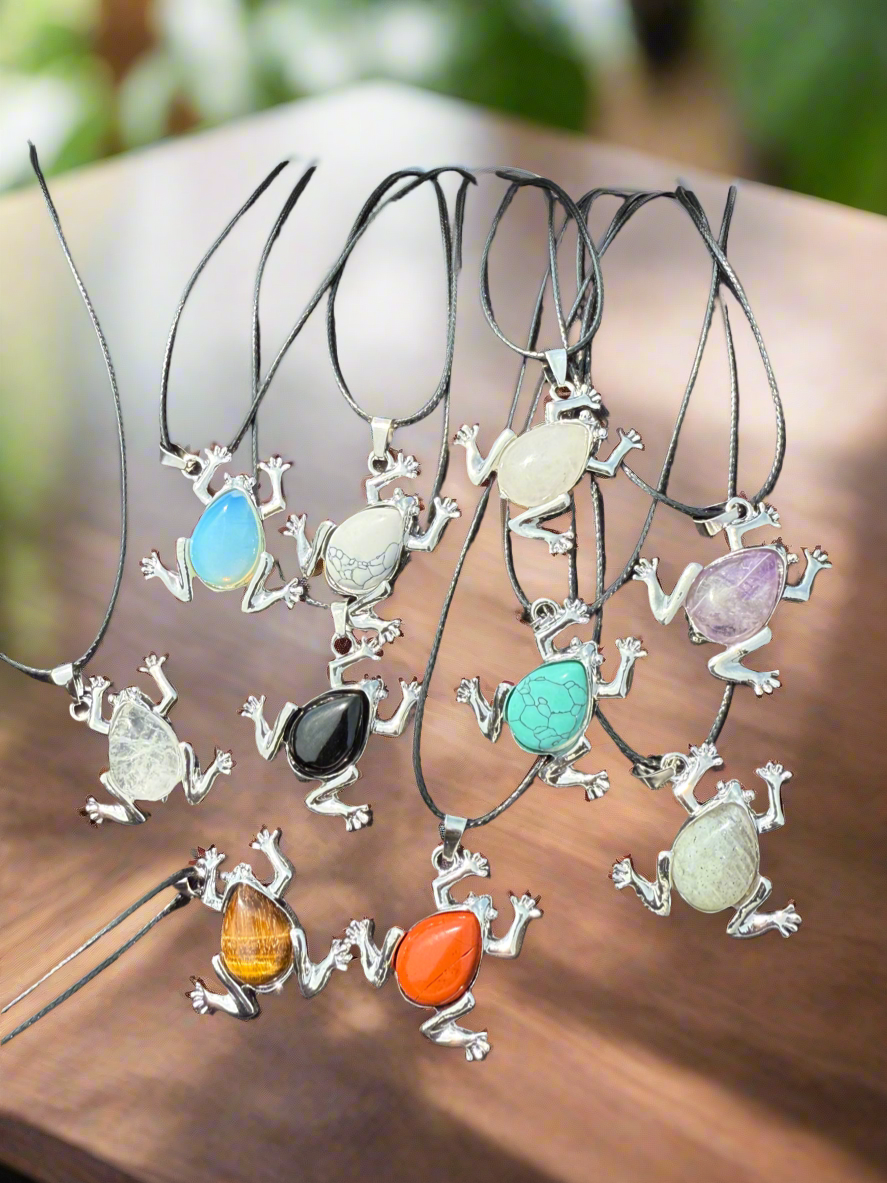 Frog Gem Necklace - 18" Stainless Steel Pendant