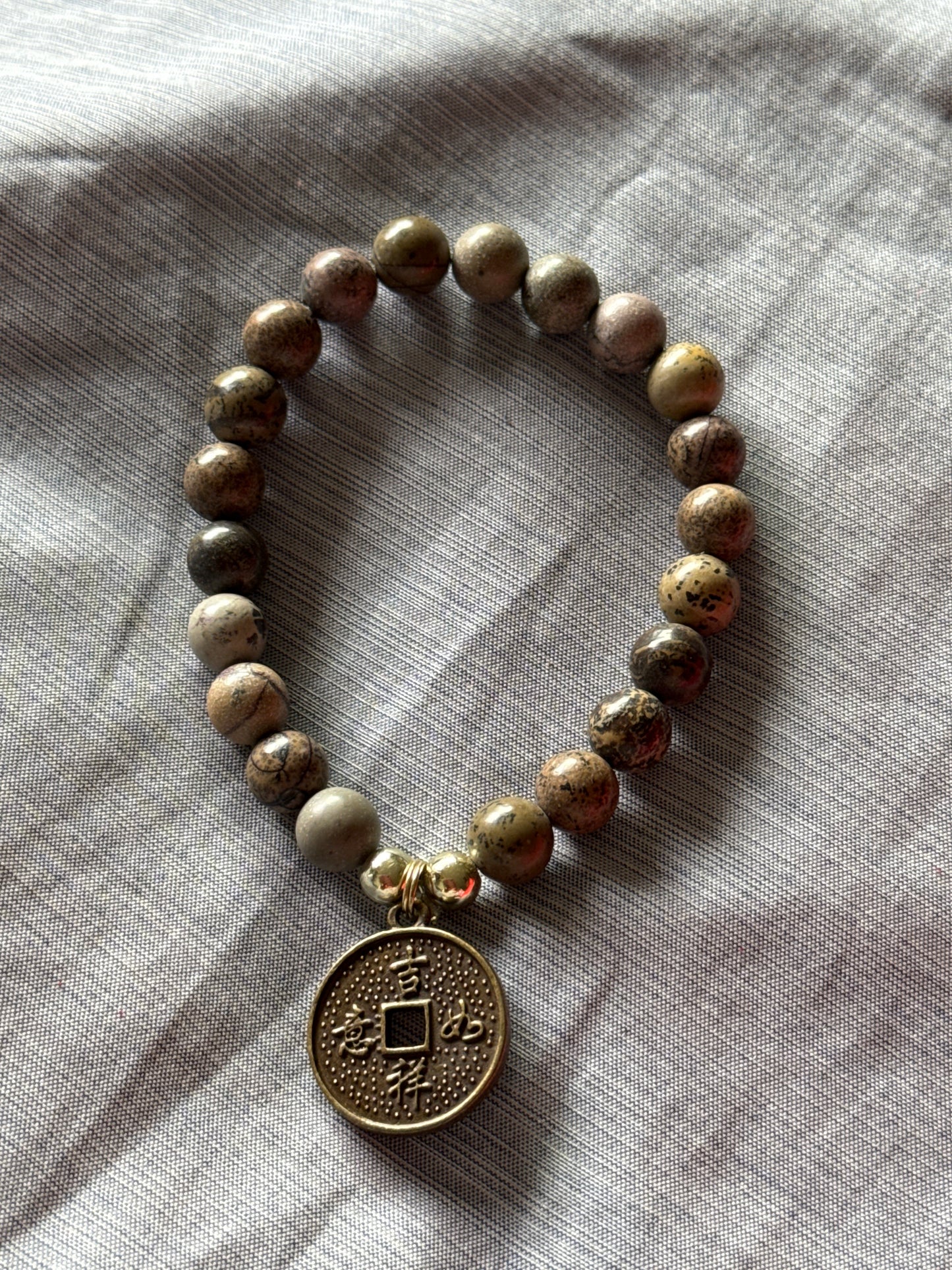 Jasper Stone Bracelet with Oriental Spacer