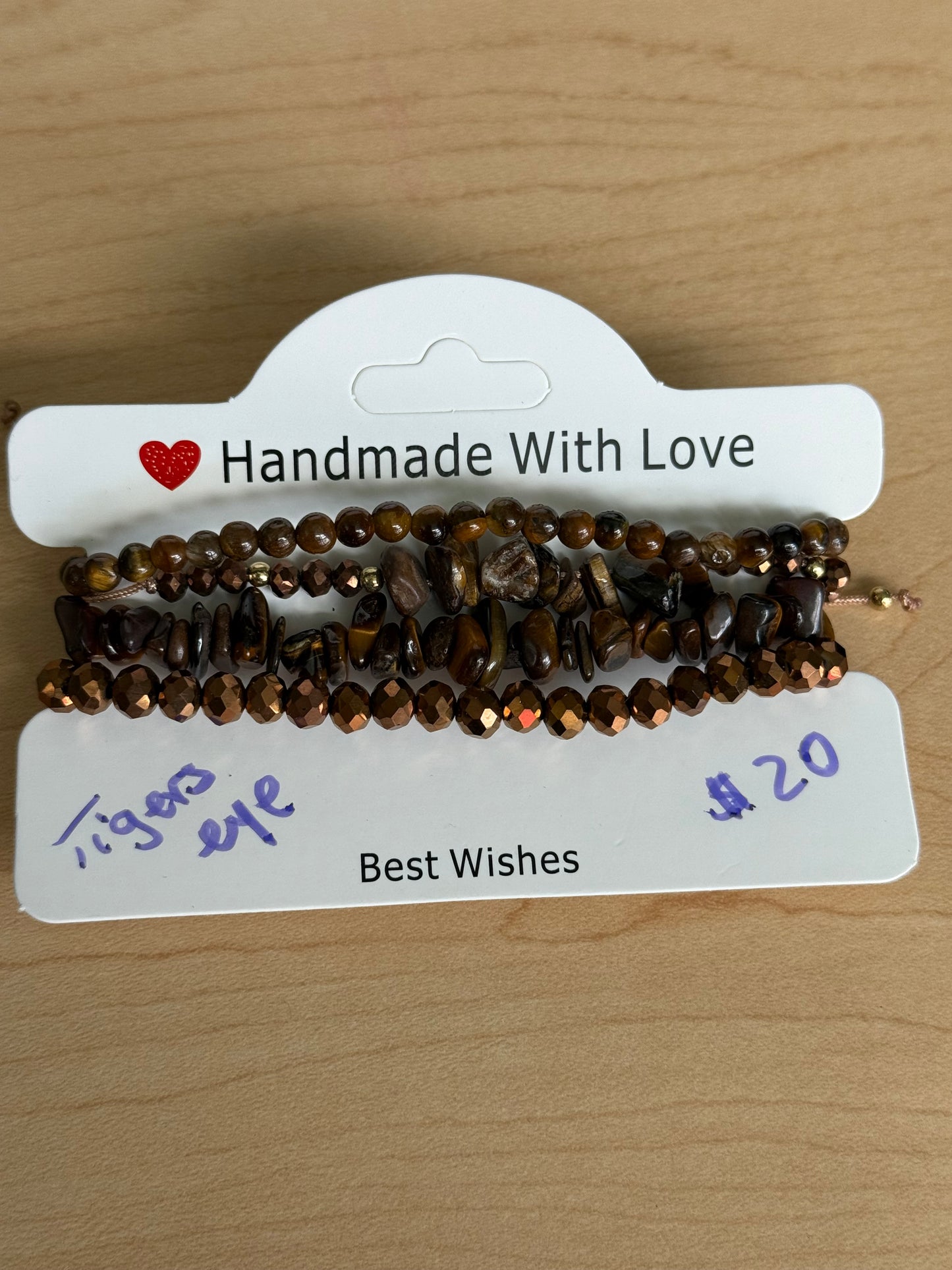 Gemstone and Cloth Adjustable Bracelet Set