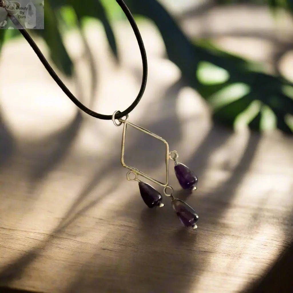 Handcrafted Amethyst Necklace for Calmness and Balance Beauty by Dani