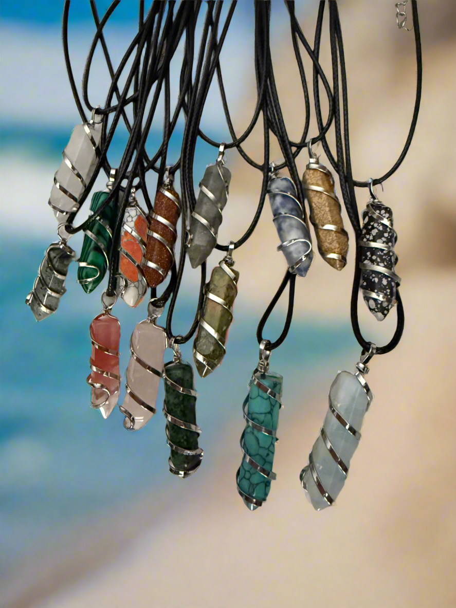 Spiral Caged Gems Necklace