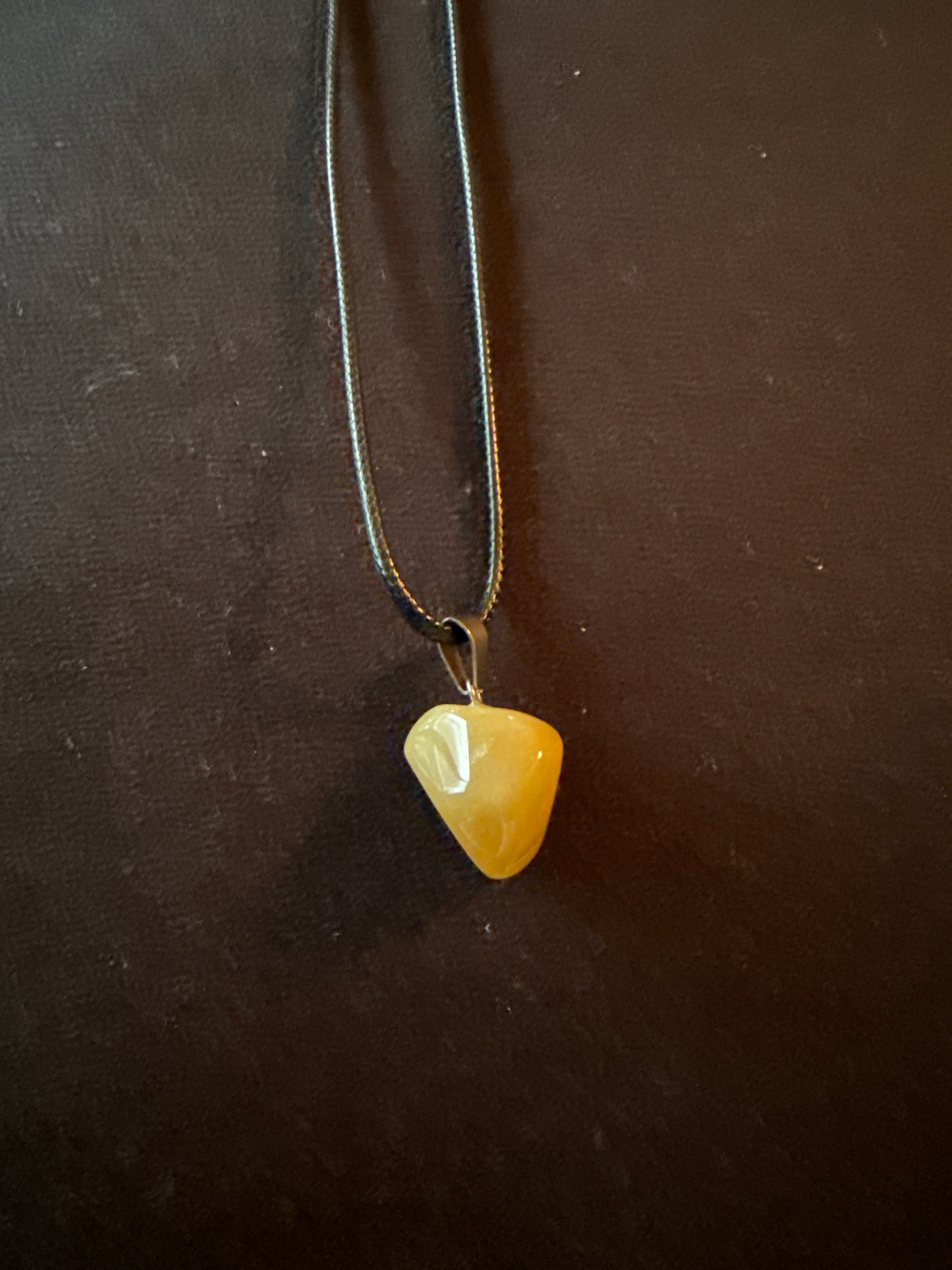 Natural Calcite Necklace - 18 Inch Leather Cord