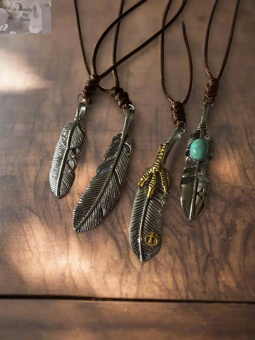 Adjustable Stainless Steel Feather Charm Necklace