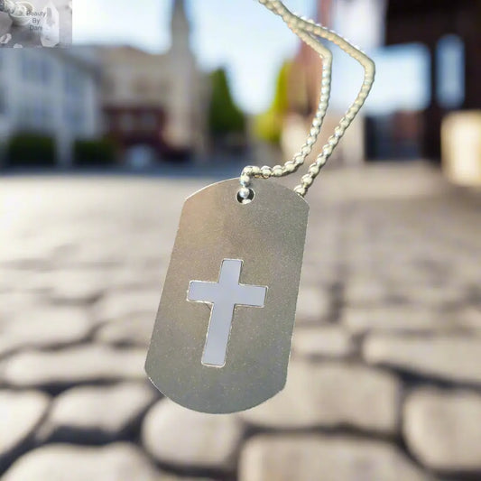 Cross Dog Tag Necklace Beauty by Dani