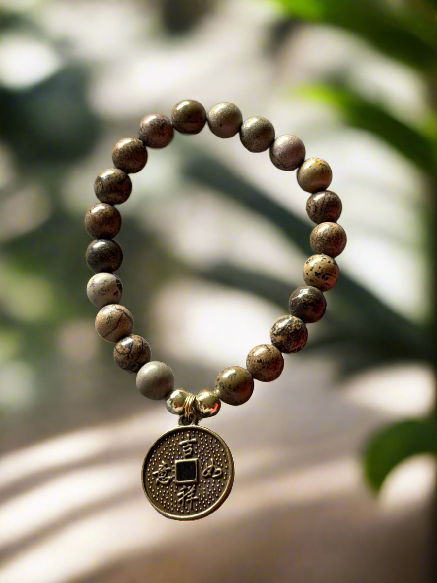 Jasper Stone Bracelet with Oriental Spacer