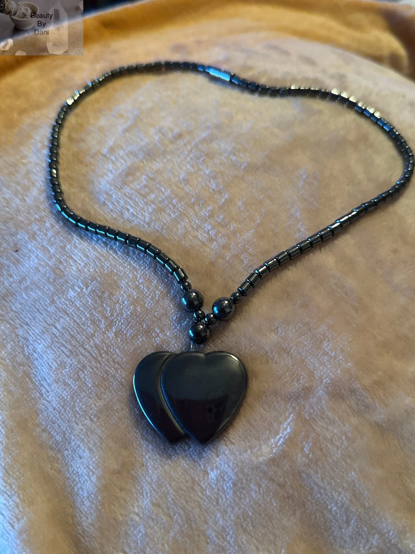 Double Heart Hematite Necklace Beauty by Dani Gems and More
