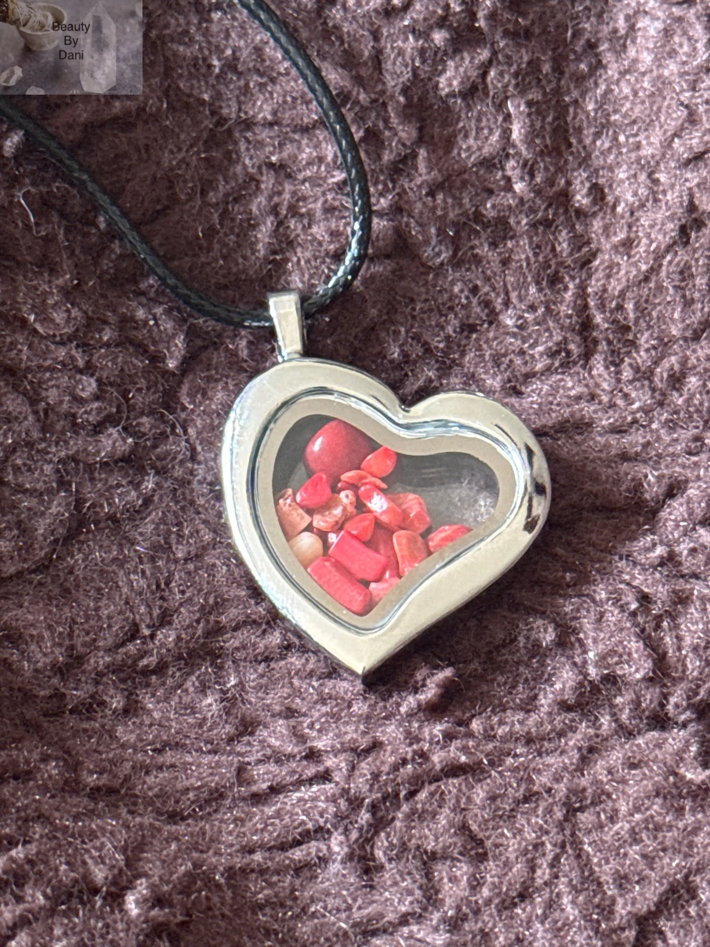 Glass Heart Gem Necklace Beauty by Dani