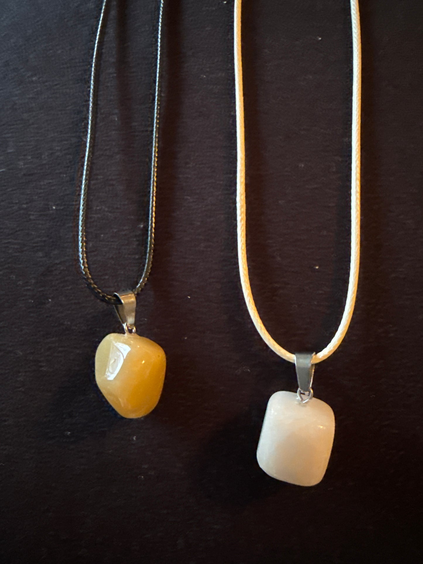 Natural Calcite Necklace - 18 Inch Leather Cord