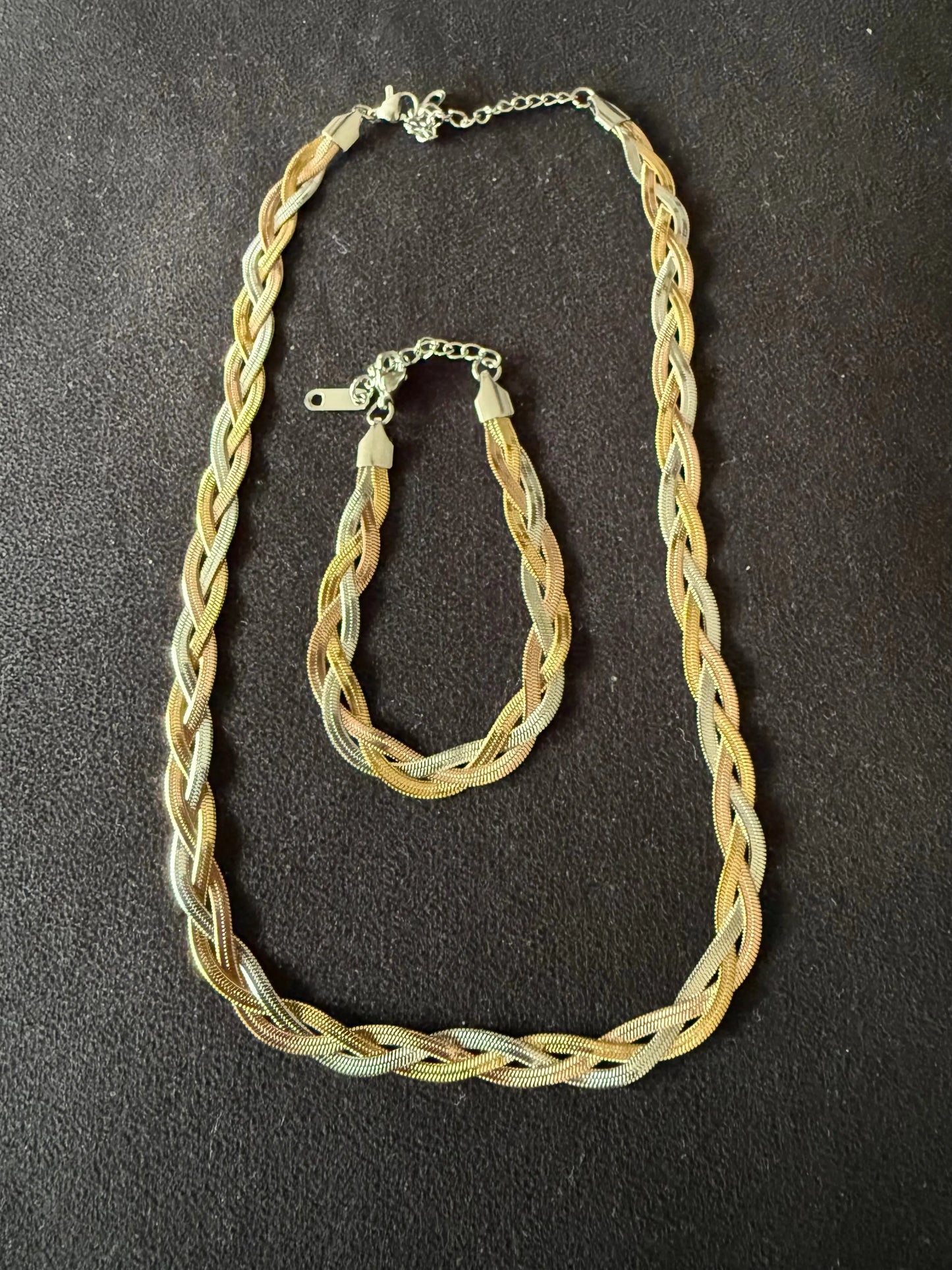 Herringbone Tri-color Necklace Set Beauty by Dani