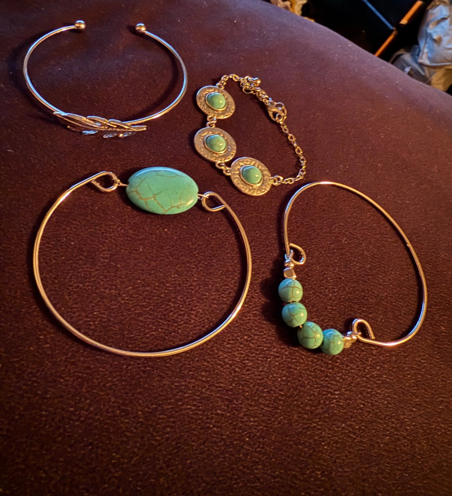 Turquoise Stainless Steel Bangle Bracelets Beauty by Dani