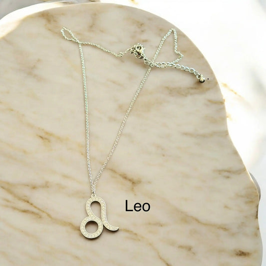 Zodiac Rhinestone Stainless Steel Necklace