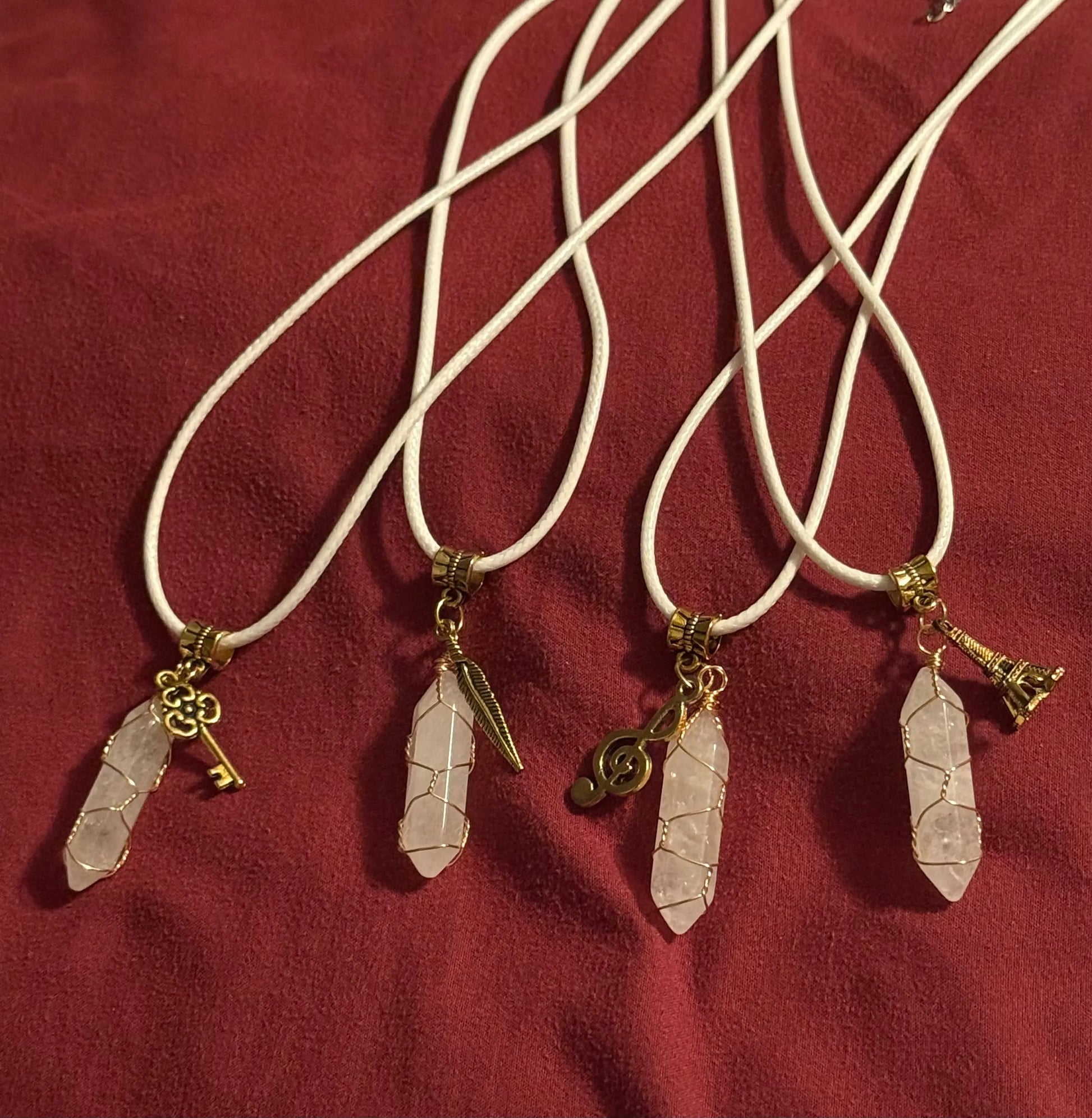 Goldtone Wire Wrap Quartz Necklace Beauty by Dani