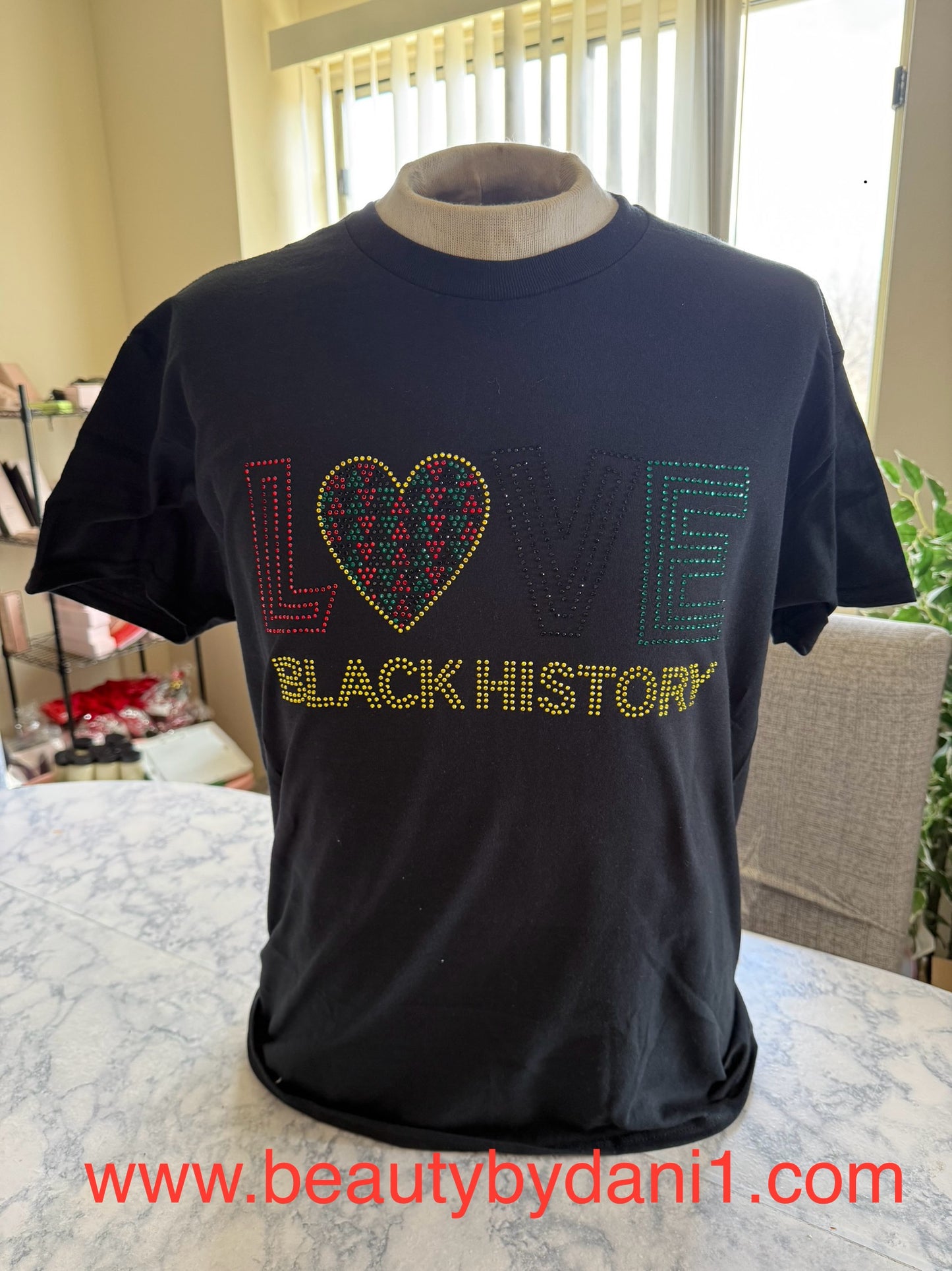 Love Black History Rhinestone T-shirt