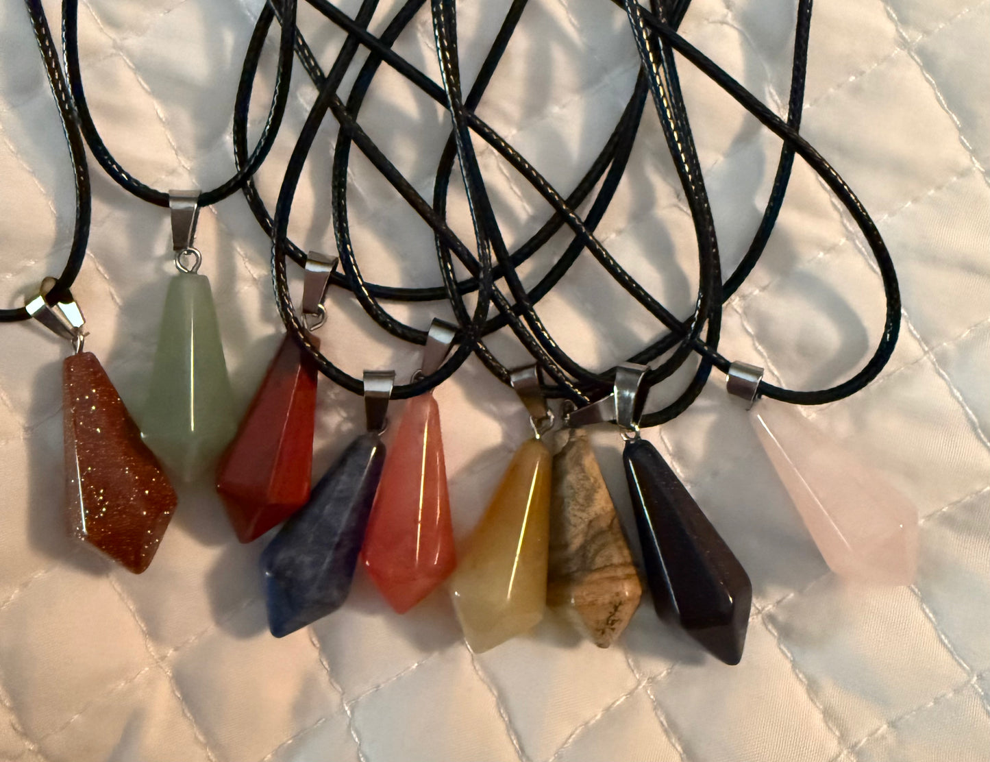 Hexagonal Gem Cone Necklace