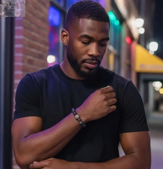 Lava Lion Bracelet includes (2) 1 ml oil bottle (lavender and eucalyptus) Beauty by Dani