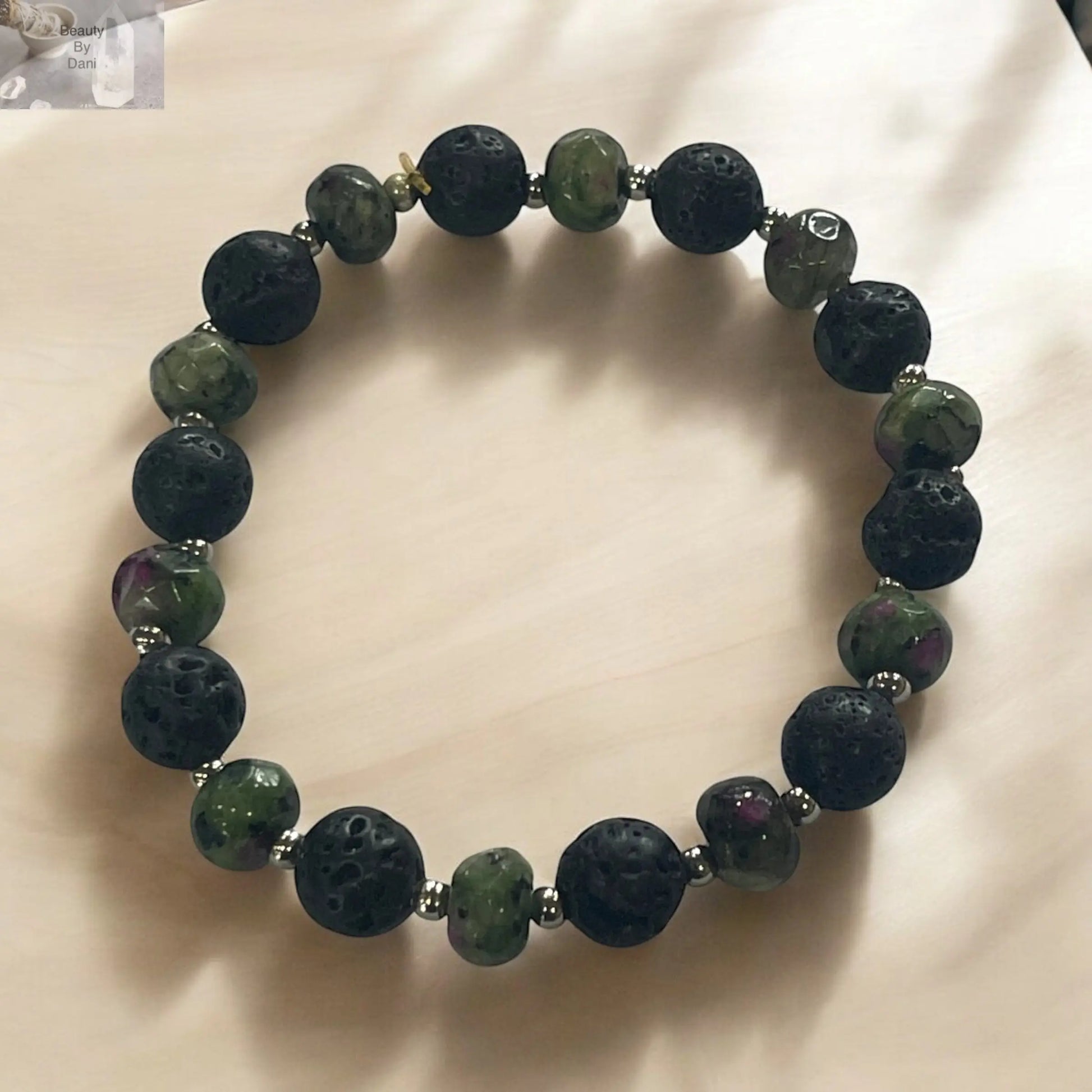 Vesuvianite and Lava Stone Essential Oil Diffuser Bracelet includes (2) 1 ml oil bottle (lavender and eucalyptus) Beauty by Dani Gems and More