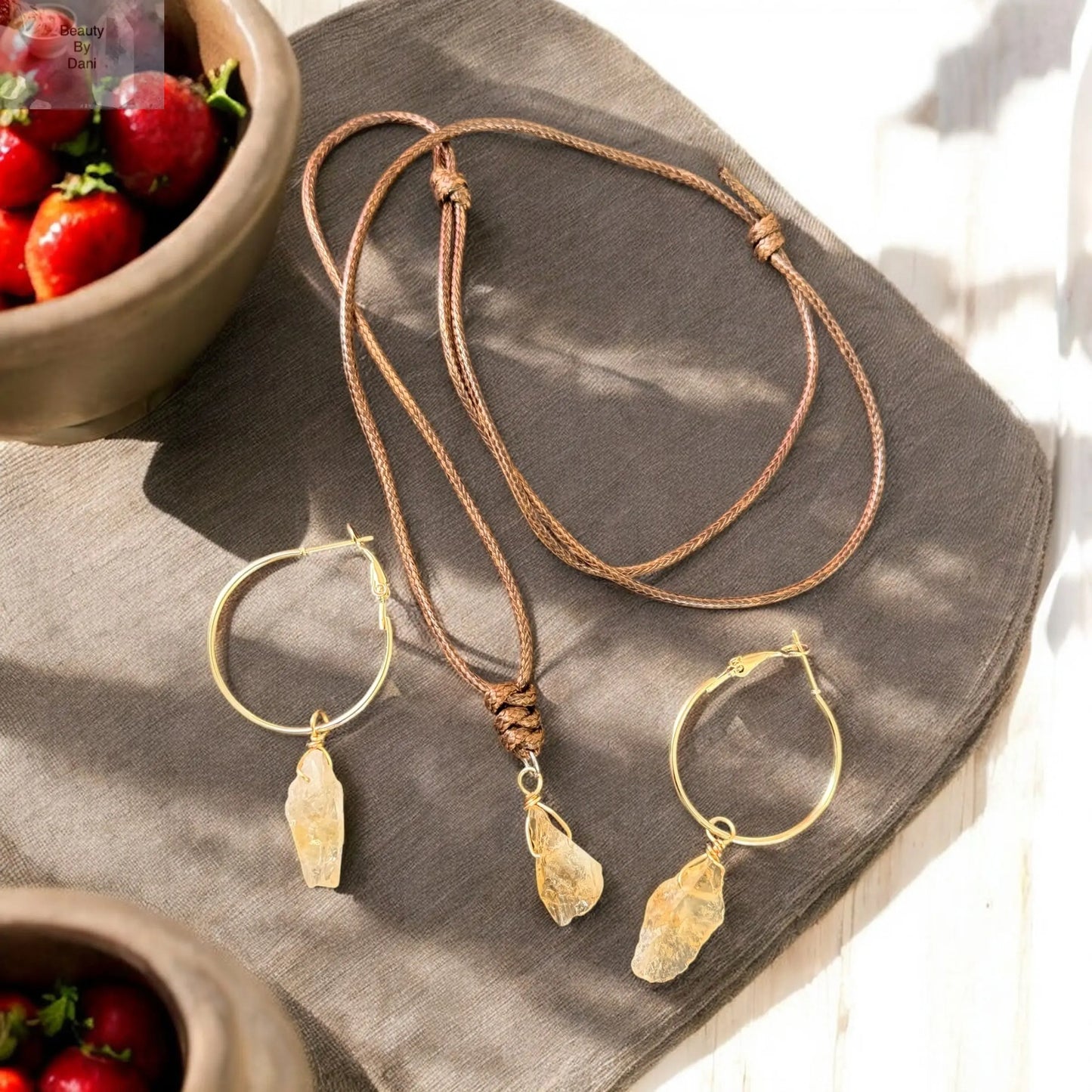 Citrine Necklace and Earrings Set