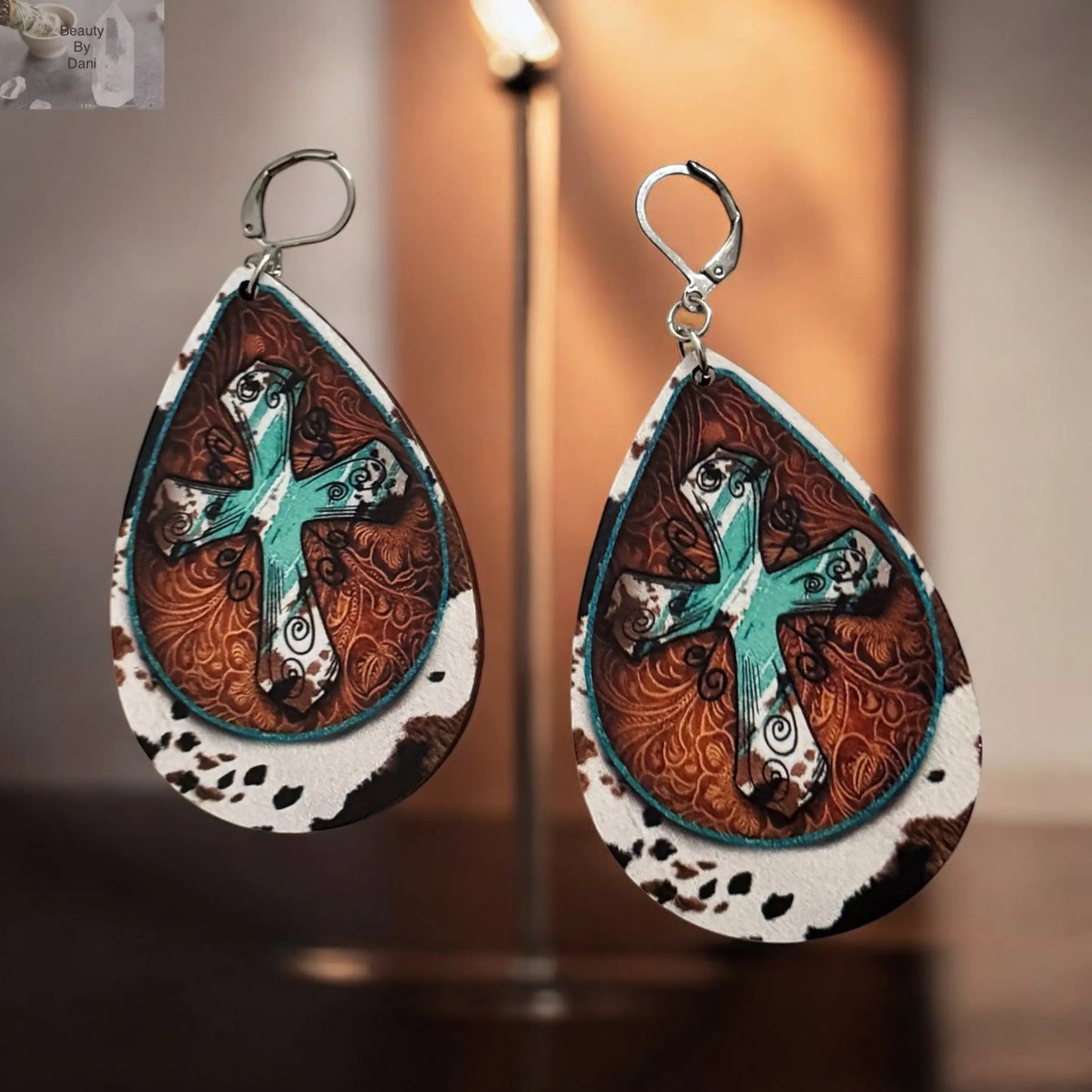 Handcrafted Wood Cross Earrings