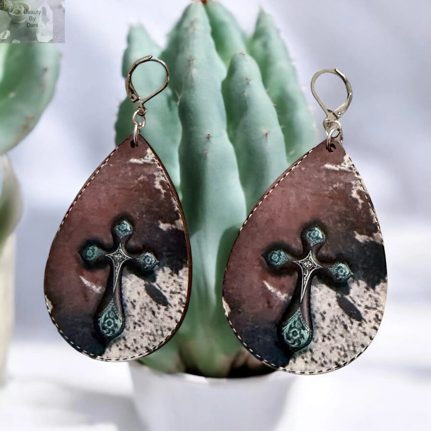 Handcrafted Wood Cross Earrings