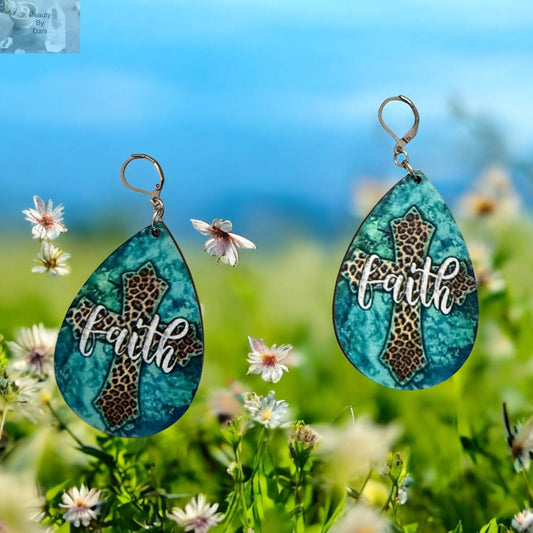 Handcrafted Wood Cross Earrings