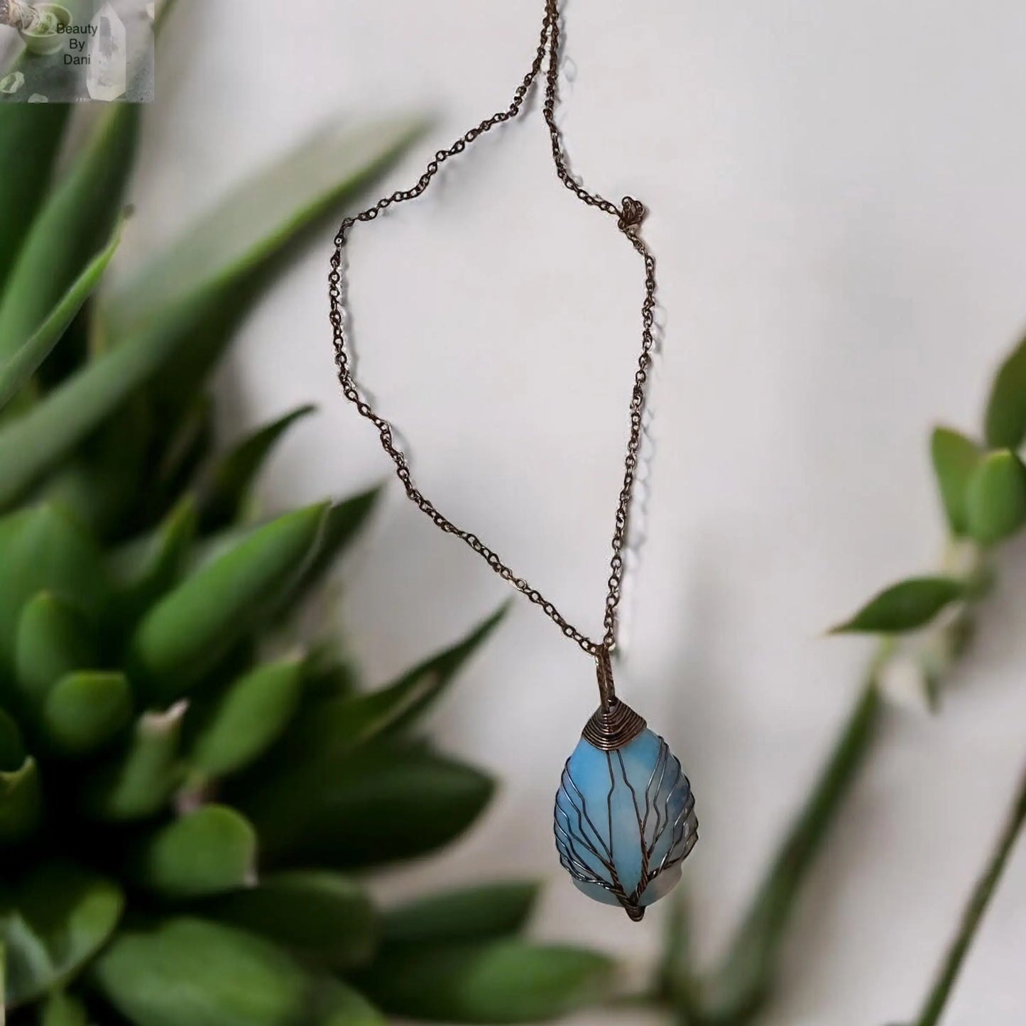 Copper Wire Tree of Life Gemstone Necklace